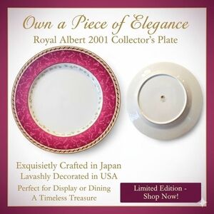 Set Royal Albert Fuchsia and White Dinner Plate with Gold Trim